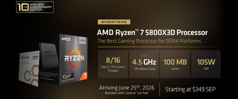 Imagem de: AMD relança Ryzen 7 5800X3D em edição de 10 anos da plataforma AM4
