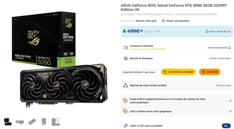 ASUS ROG Astral RTX 5090 Edition 20 LDLC