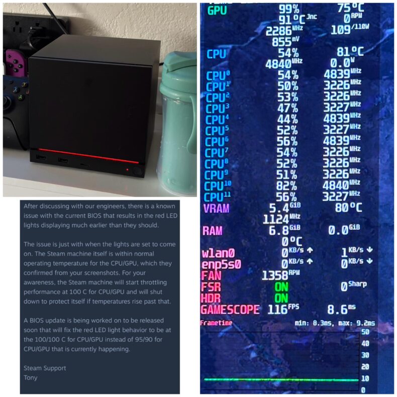 Limite de temperatura do Steam Machine