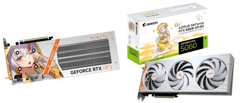 Imagem de: GIGABYTE lança AORUS GeForce RTX 5060 ARI 8G com três ventoinhas e visual inspirado em anime