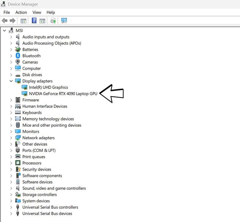 Gerenciador de Dispositivos do Windows 11 - Mostrando o driver da placa de vídeo