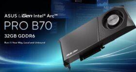 Imagem de: ASUS lança sua primeira GPU Intel Arc com a Pro B70 de 32 GB voltada à IA