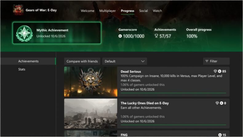 Conclusão das conquistas no Xbox